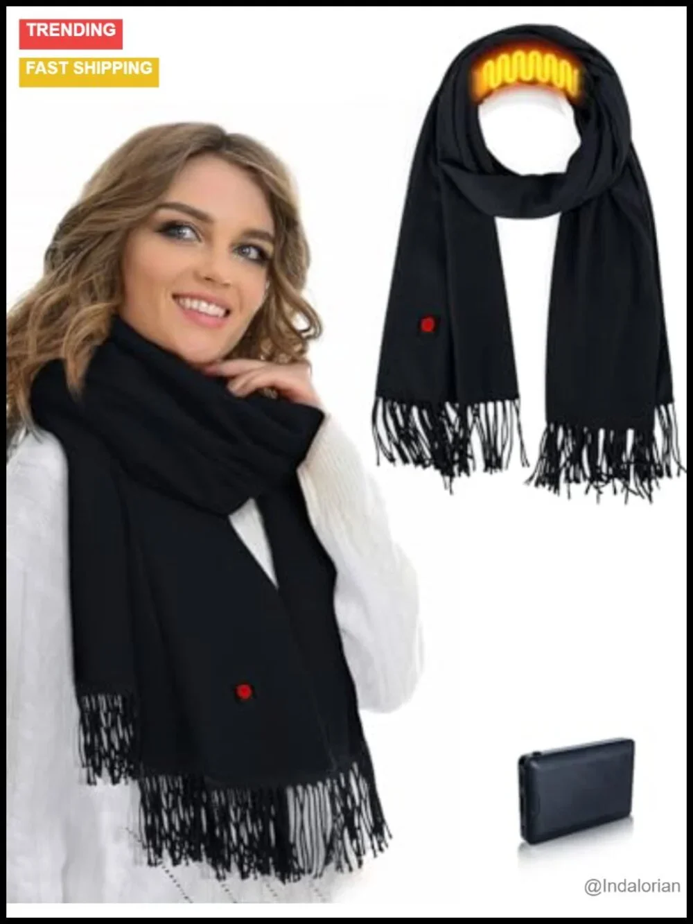 Heated Scarf with Rechargeable Battery, Electric Neck Warmer, 3 Heat Settings,